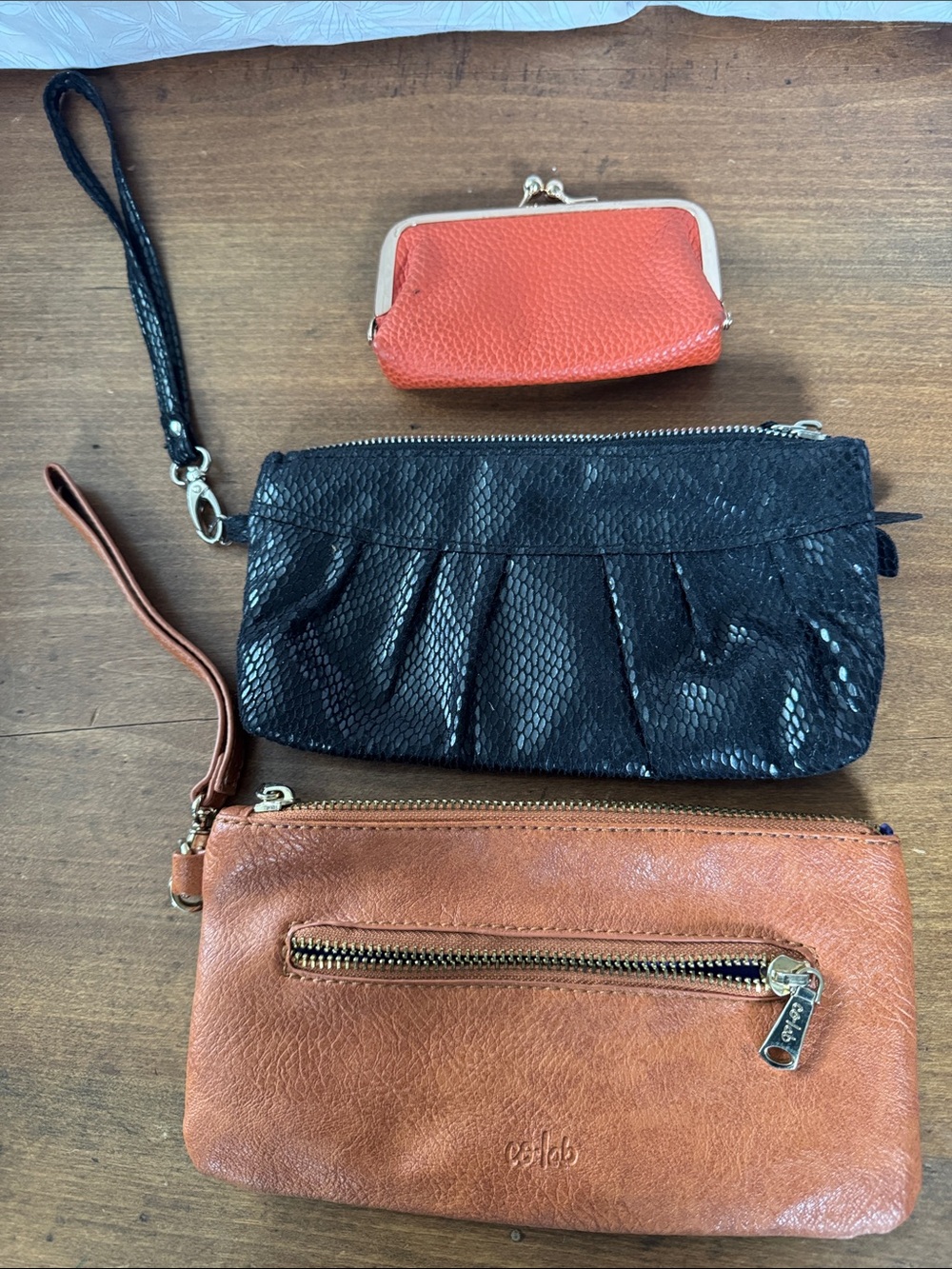 Women's Wristlet Clutch - Black and Tan  Set of 3